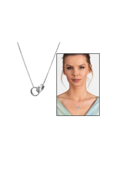Çift Alyans Tasarım Silver Renk Çelik Kadın Kolye (508689311)