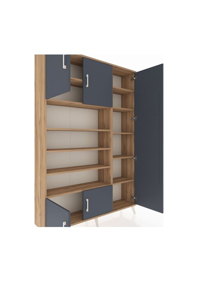 Arges Dolap 11 Raflı 5 Kapaklı 132x30x195 Çam-antrasit/çam Çam Arges Dolap 11 Raflı 5 Kapaklı 132x30x195 Çam-antrasit/çam Çam
