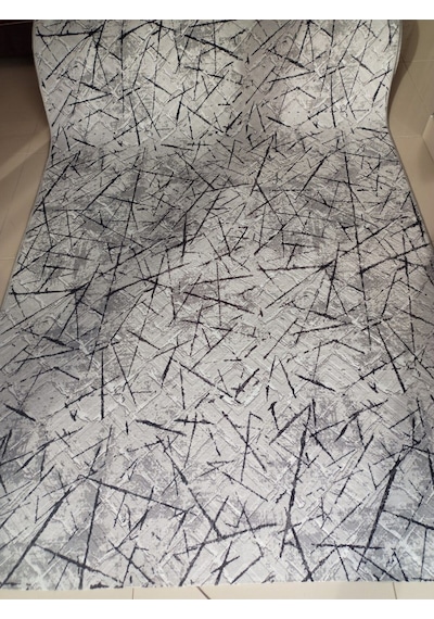Sarar Siyah Çizgi Desenli Yıkanabilir Kaymaz Dört Mevsimlik Salon, Banyo, Balkon, Genç Odası Kesme Halı Siyah