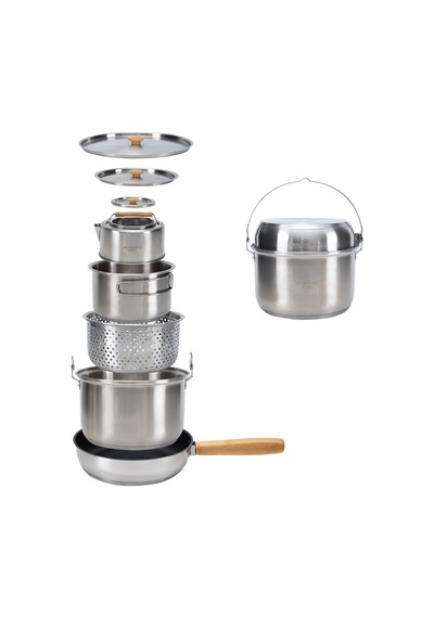 Kingcamp Cookware Set I Paslanmaz Çelik Kamp Tencere Seti Gri