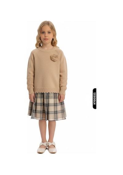 Xo Kids Kız Çocuk Elbise 3-12 Yaş 4065 Bej