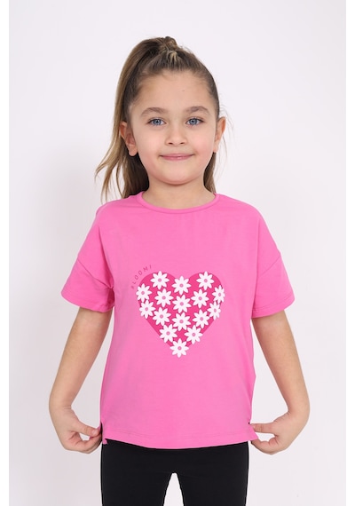 Toontoy Kids Toontoy Kız Çocuk Baskılı Tişört Orkide Beyaz - Pembe
