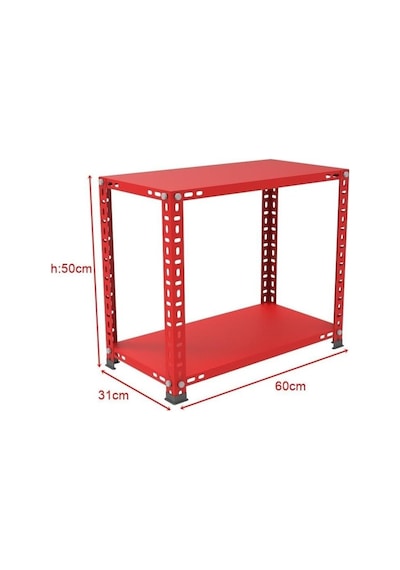 2 Katlı Renkli Çelik Raf Sehpa - Atölye, Depo, Ofis Sehpası Krem 31x60 Cm 50 Cm Çok Renkli