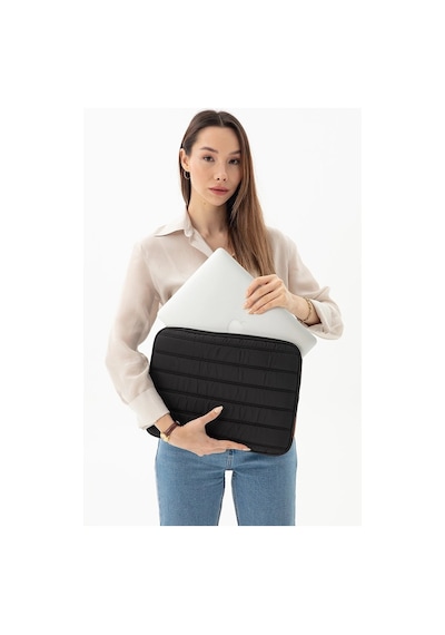 Apple Uyumlu MacBook Kılıf Notebook Çanta Tablet Laptop Kılıfı 13"-13,3" Çizgili Su Geçirmez Kumaş Siyah
