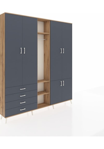 Arges Dolap 14 Raflı 4 Çekmeceli Tek Askılı 220x30x243 Çam-antrasit/antrasit Antrasıt/antrasıt Arges Dolap 14 Raflı 4 Çekmeceli Tek Askılı 220x30x243 Çam-antrasit/antrasit Antrasıt/antrasıt