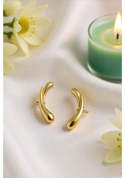 Gold Renkli Çelik Kıkırdak Küpe Altın