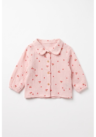 Tiffany Baby & Kids Müslin Cherry Vibe Tasarımlı Gömlek Ekru