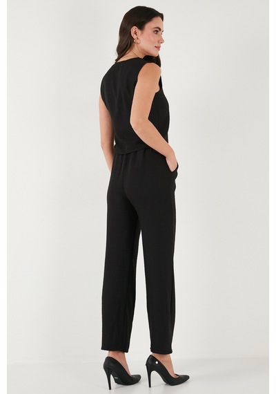 Lela Regular Fit Bol Paça Yelekli Bayan Takım 67045162S4 Siyah