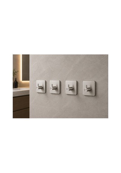 2 Adet Kare Tekli Modern Banyo Askılık 45 Mm Paslanmaz Çelik Delmeden Yapışkan Montaj Inox