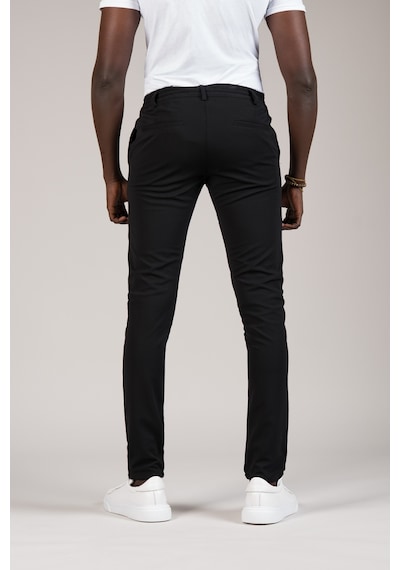 Advante Slimfit Dokulu Dar Paça Beli Lastikli Ve İplikli Yazlık Jogger Pantolon Siyah