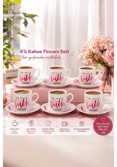 Porsima 10 Porselen 12 Parça Türk Kahve Fincan Takımı 90ml