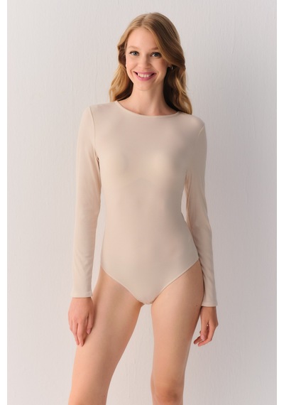Suwen Fine Rib Modal Ribanalı Body St6004612036 Ekru