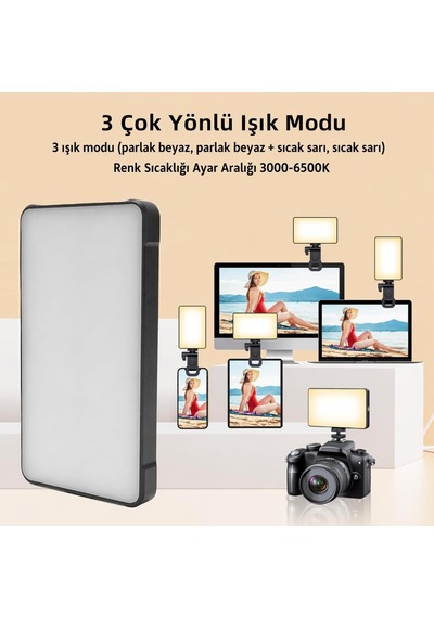 Led Aydınlatma Hareketli Masa Işık Tutacağı Youtuber-twitch Yayıncı Standı, Görüntülü Arama, Masaya Sabitletleme Hareketli Tutucu Stand S01 Set