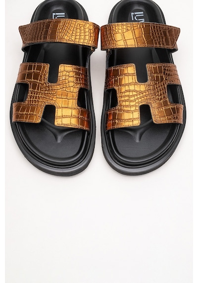 Luvishoes Luvi Shoes Loana Bakır Baskı Hakiki Deri Kadın Terlik Bakır