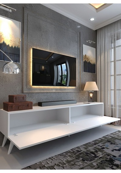 Karnaval Mdf Tv Ünitesi - Mdf-a1-w1003-1 Beyaz Gold