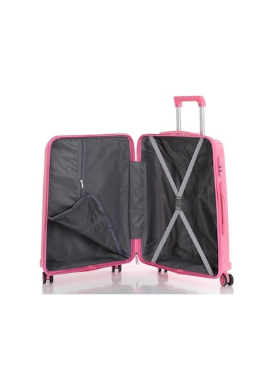 Mçs Bavul Büyük Ve Kabin 2li Set Kırılmaz Silikon Valiz V305 Pembe