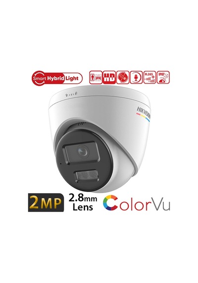 Hıkvısıon Ds-2cd1327g2h-lıuf 2mp 2.8mm Sesli Sd Kart Ip67 Colorvu Smart Hybrıd Lıght Ip Dome 30mt