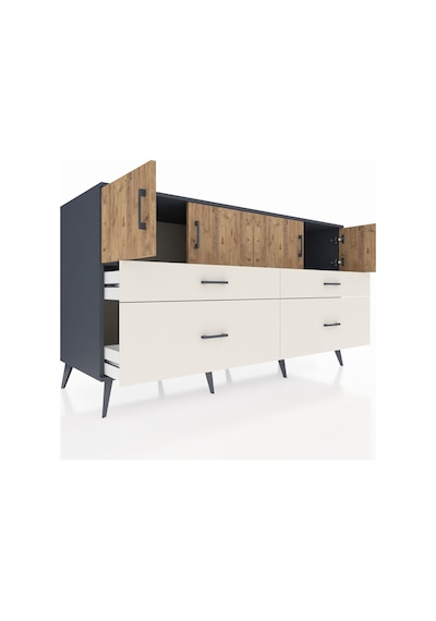 Kronos Konsol 2 Raflı 4 Çekmeceli 4 Kapaklı 176x59x99 Antrasit-ça Antrasit-çam/aytaşı