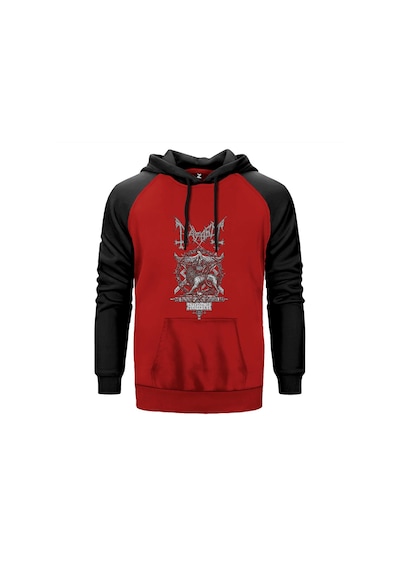 Mayhem A Season İn Blasphemy Kırmızı Renk Reglan Kol Sweatshirt Kırmızı