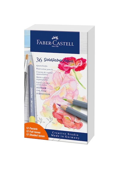 Faber-Castell Goldfaber Aqua Boya Kalemi Hediye Seti 36’lı, 12 Pastel ve 24 Klasik Renk, Yüksek Pigmentli