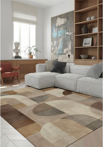 Forma 600 Pastel Renkli Geometrik Desenli Halı Yıkanabilir Modern Dekoratif Salon Ev Oda Halısı Çok Renkli