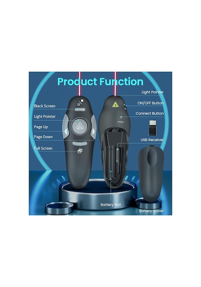 Wireless Presenter Kablosuz Sunum Aleti İşaretçi Sunumları Slayt İğneleri Kumanda Kedi Oyuncağı K100