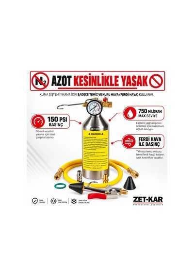 Zet-kar Fs-399 Klima Ve Soğutma Sistemi Yıkama Seti Sarı