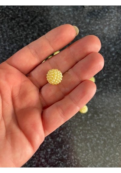 Delikli Inci Boncuk Sarı Renk 1 Paket 50 Adet 1 Cm