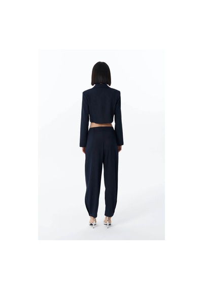 Quzu Vatka Detaylı Crop Lacivert Kadın Blazer Ceket 51287 Lacivert