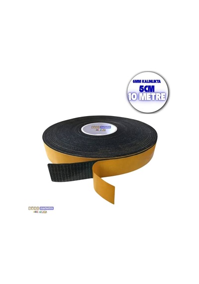 Kauçuk Sünger Bant Isı Ses Titreşim Kesici Bant 6mm Kalın 5cm X 10mt Bant Marketim