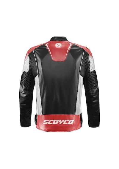 Scoyco Jk187 Deri Motosiklet Montu 65617 Kırmızı Siyah