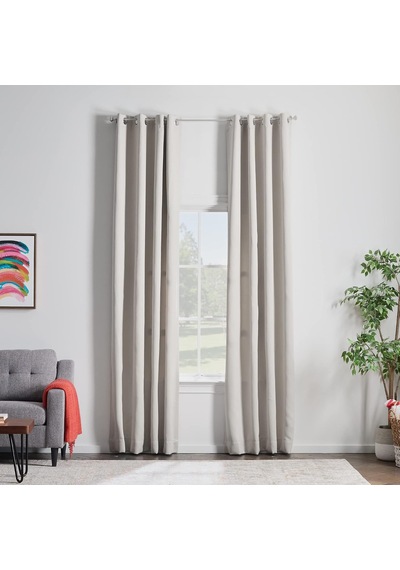 %85 Karartma Perdesi 2 Panelli Set Beyaz Perdeler 250 Cm Uzunluk Isı Yalıtımlı, Gürültü Azaltıcı