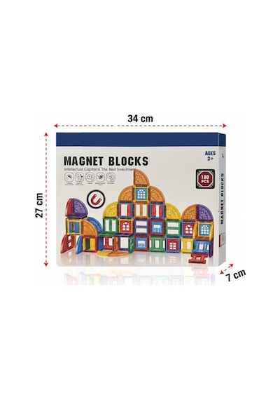 Geometrik Şekilli Manyetik Yapı Blokları - 3 Boyutlu Mıknatıslı Yapı Oyun Seti 100 Parça