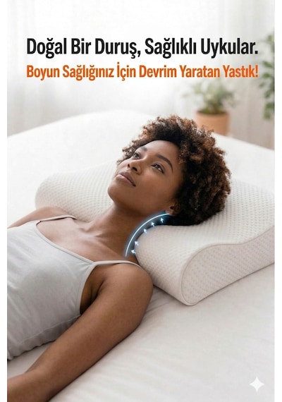 Lüks Ortopedik Boyun Destekli Yastık - Visko Ve Uyku Destek Yastığı Beyaz
