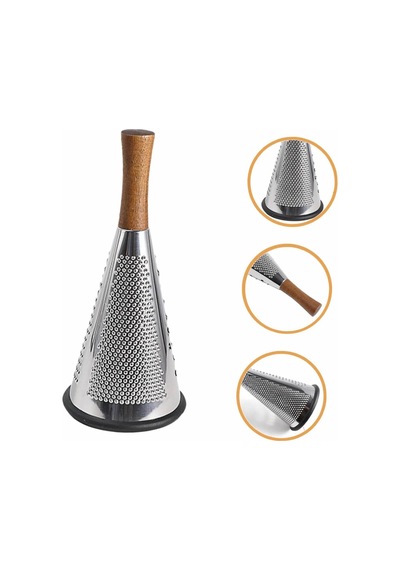 Bambu Saplı Konik Rende 3 Fonksiyonlu Doğrama - 27 Cm Çelik Diğer