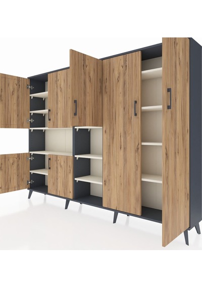 Arges Dolap 13 Raflı 7 Kapaklı 220x30x163 Antrasit-çam/aytaşı Antrasit-çam/aytaşı Arges Dolap 13 Raflı 7 Kapaklı 220x30x163 Antrasit-çam/aytaşı Antrasit-çam/aytaşı