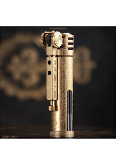 Zorro Z556 Benzinli Camlı Muhtar Çakmağı Otantik Sarı Metal