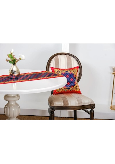 Belize Baskılı Saten Kırmızıya Siyah Kırlent Kılıfı 45x45 Cm Ikili -1435 45 x 45