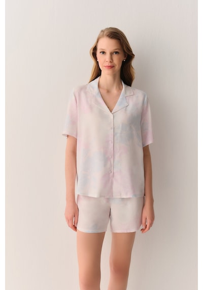 Suwen Kaitlyn Gömlek Yaka Şort Pijama Takımı Sh26526667b334 Pembe