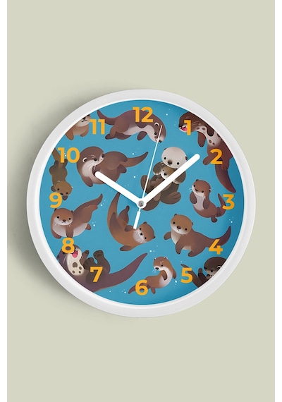 Sevimli Ayı Temalı Çocuk Odası Modern Duvar Saati - 25cm - Önü Camlı Beyaz Kasa - Sessiz Mekanizma-jh0142 Beyaz