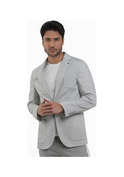 Dufy Haki Erkek Slim Fit Armürlü Mono Yaka Ceket - 104433-haki Haki