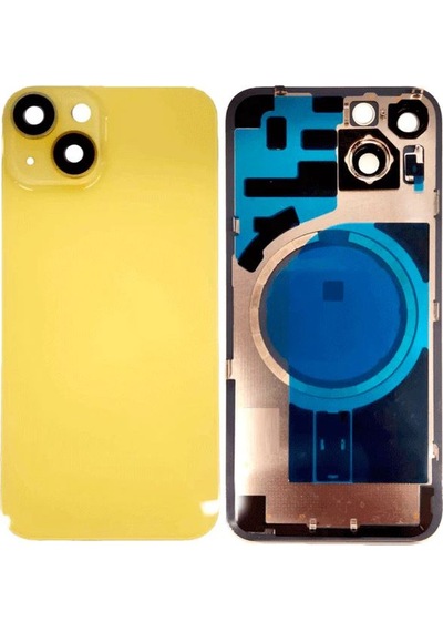 Apple Uyumlu iPhone 14 Plus Sarı Full Nfc Ve Demirli Arka Kapak Batarya Kapağı Pil Kapağı Sarı