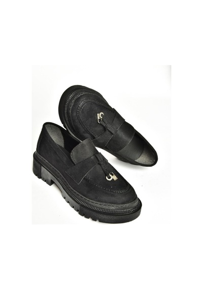 Fox Shoes T294882202 Siyah Süet Makosen Kadın Ayakkabı Siyah
