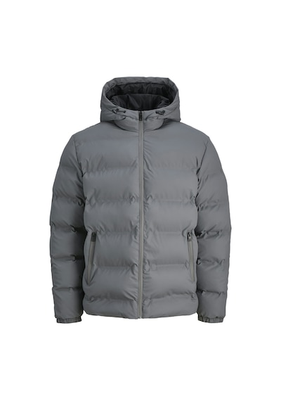 Jack & Jones Jjelements Suni Deri Görünümlü Şişme Mont 12279239 Gri