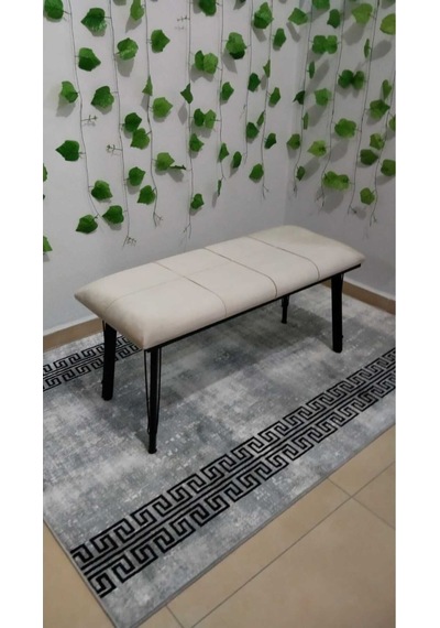 Özcan Metal Özel Tasarım Metal Ayaklı Metal Kasalı Bench Mutfak Salon Antre Yatak Odası Puf Bank Bej