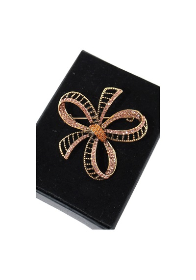 Aşk Düğümü Broş Gold Renkli Kristal Taşlı Kadın Yaka İğnesi Broş. Çok renkli