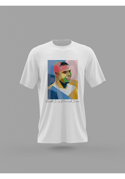 Noıssey Mavi Ronaldo Nazario Brezilya Real Madrid Inter Efsane Futbolcu Baskılı T-shirt Pnr Beyaz
