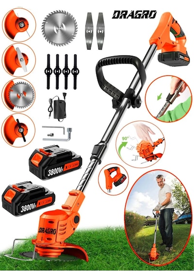 Dragro Alman DRGM3800 Eco Pro 2 Akülü T 3800 Vf 20 Ah Teleskopik Uzatmalı Çim Biçme Tırpanı