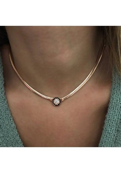 Serenay Sarıkaya Kolye Çağla Kolye Choker Chain 18 K Rose Kaplama 925 Ayar Gümüş Kolye