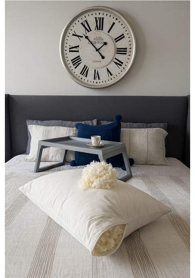 %100 Doğal Merinos Boncuk Kuzu Yünü Dolgulu Yastık 50 X 70 Cm Ebat 1000 Gram Beyaz